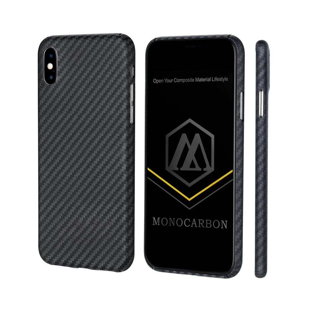 Чехол из моноуглеродного арамидного волокна для iPhone X XS XR Max с 4 сторонней защитой