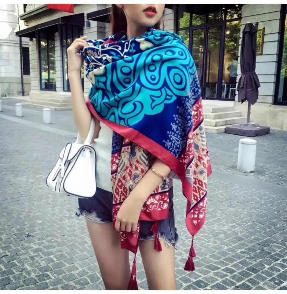 Hellenia 2018 Fashion Women Scarf Brand Multi Colors Print Luxury Spring Long Scarves Double side Flowers 100% Cotton | Аксессуары для