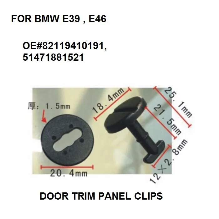 

10X Floormat Twist Lock Clip and Washer, Black for BMW E39 , E46 Door Trim Panel Clips OE 82119410191, 51471881521 Holder /