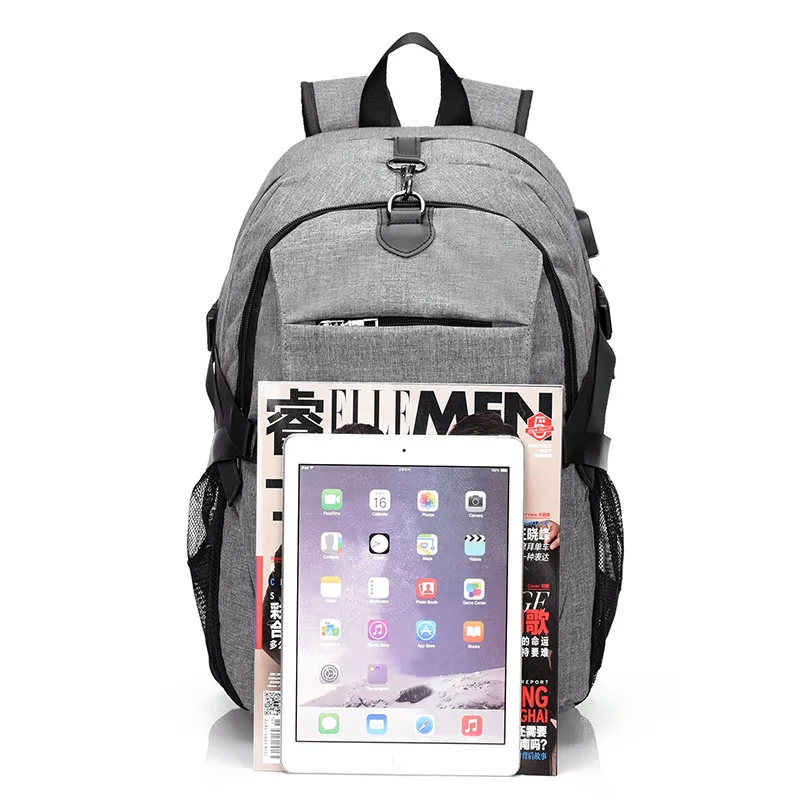 Рюкзак мужской с usb-зарядкой для ноутбука вместительный отверстием наушников |