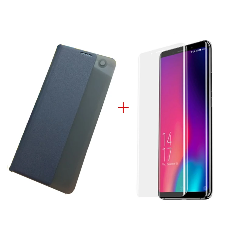 Elephone кожаный чехол для Elephone U Pro/Elephone U высококачественный чехол из искусственной кожи - Цвет: Blue case and film
