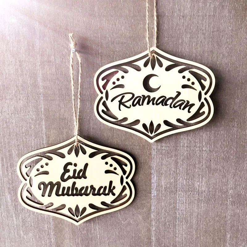 10 шт. Eid Mubarak деревянные подвесные шары ремесла метки орнамент подвески для