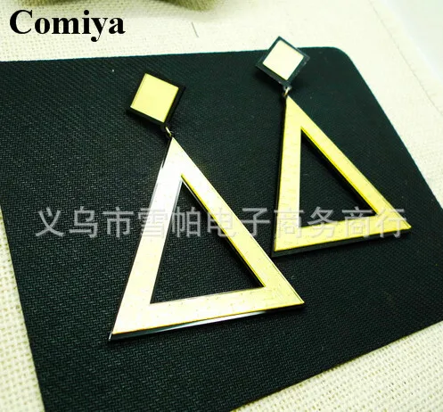 Новые золотые капли большие геометрические треугольники подвесные серьги панк стиль бижутерия серьги на.