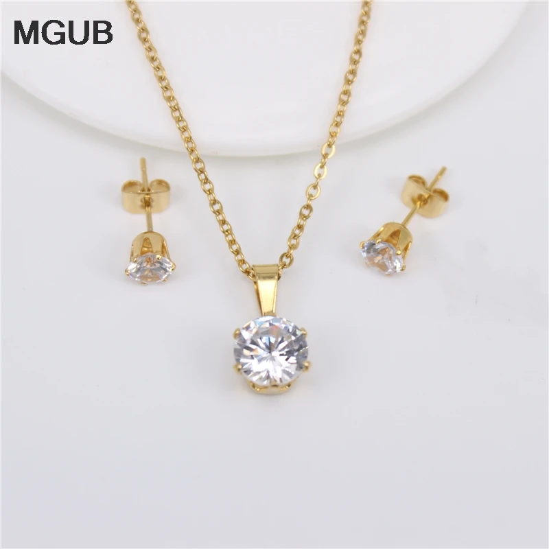 Милый маленький кристалл набор 8 мм Кулон 5 Серьги Бесплатная доставка 50 см