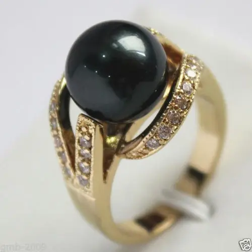 

Бесплатная доставка> 12 мм Настоящее черное Южно-морское жемчужное кольцо Размер 6/7/8/9 класс AAA