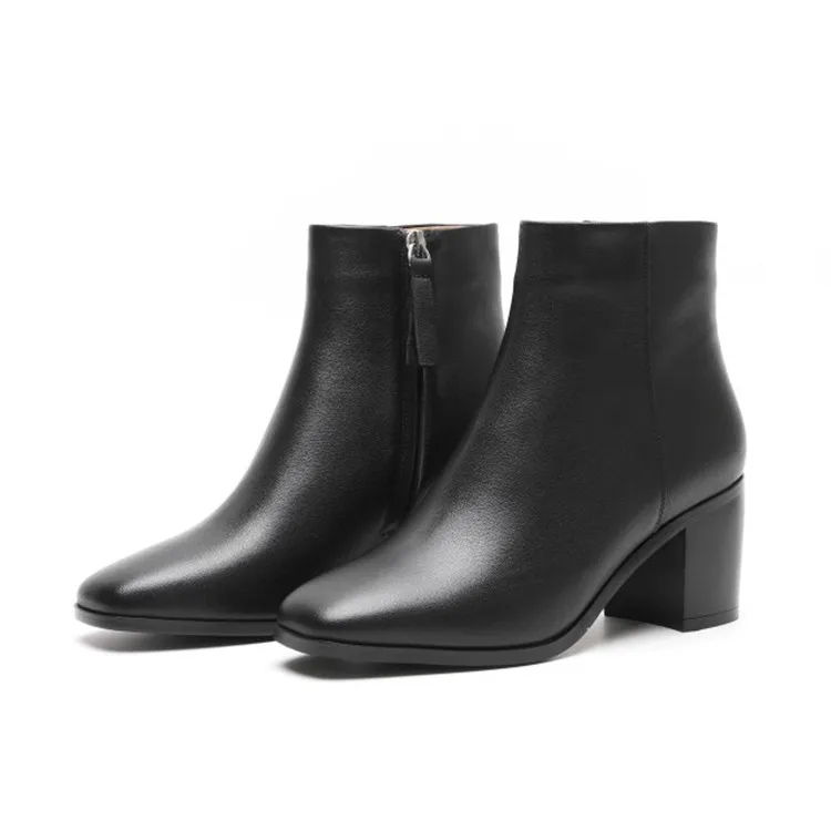 MLJUESE/женские ботильоны из коровьей кожи с квадратным носком на молнии зимние