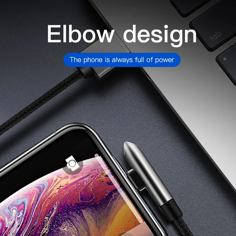 ! ACCEZZ 90 градусов USB кабель для Apple 2 4 А зарядки и передачи данных iPhone X XS MAX XR 8 7 6 6S