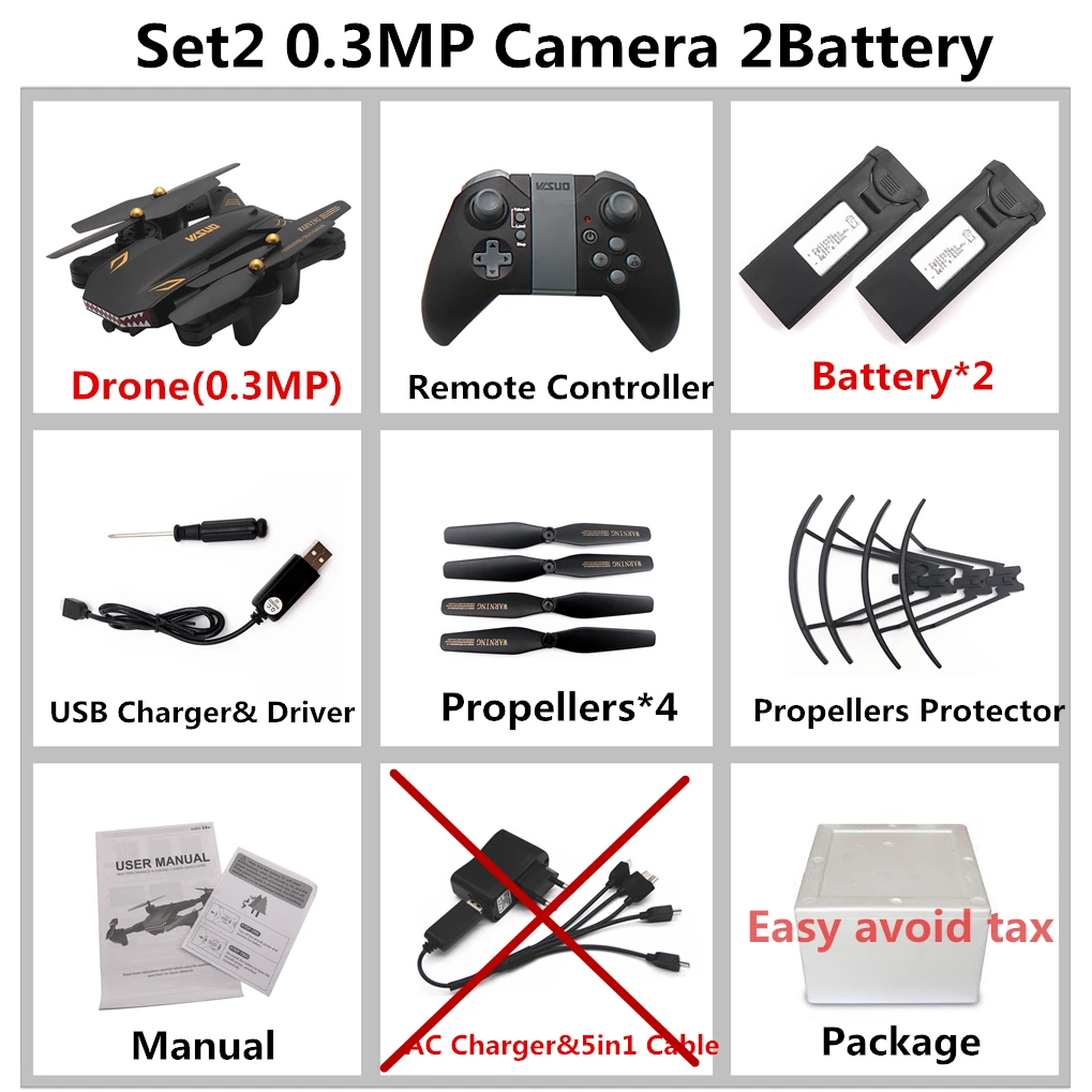 Set2 0.3MP F 2BAT VISUO XS809S складной селфи Дрон с широкоугольной HD камерой WiFi FPV XS809HW Модернизированный RC Квадрокоптер вертолет мини Дрон - Цвет: Set2 0.3MP F 2BAT