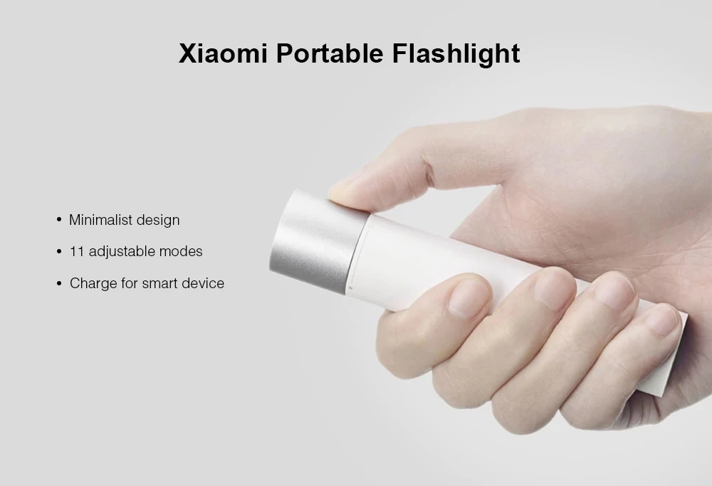 Портативный фонарик Xiaomi с 11 регулируемыми режимами яркости с вращающейся головкой лампы, литиевая батарея, зарядка через usb для умного дома