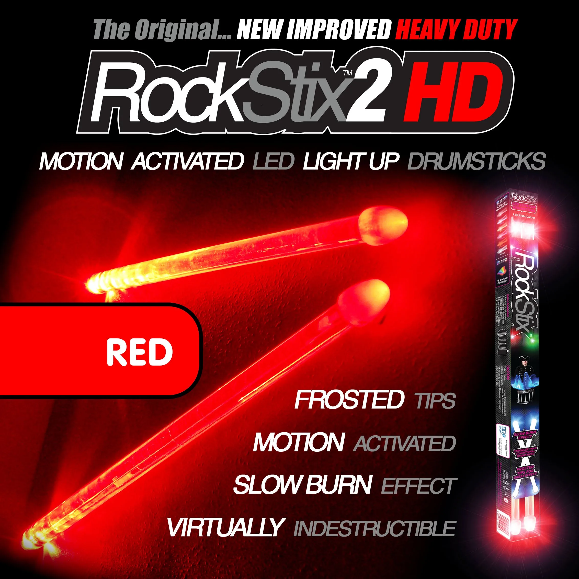 Rockstix 2 HD ярсветодиодный светодиодные барабанные палочки с 7 индивидуальными