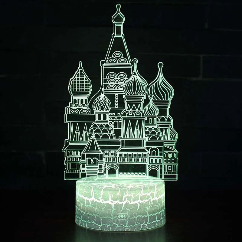 Модель российского известного здания Московский Кремль иллюзия 3D меняющие цвета