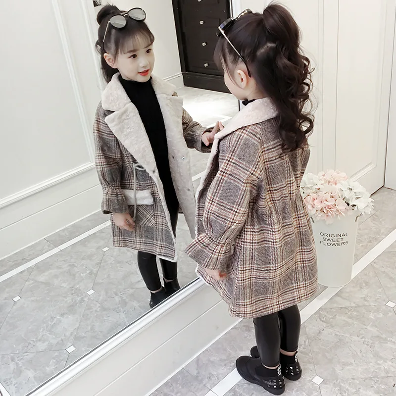 

Anlencool Girls woolen coat 2020 new Korean version of the autumn and winter thick wool coat children fashion 3-12 kids coats