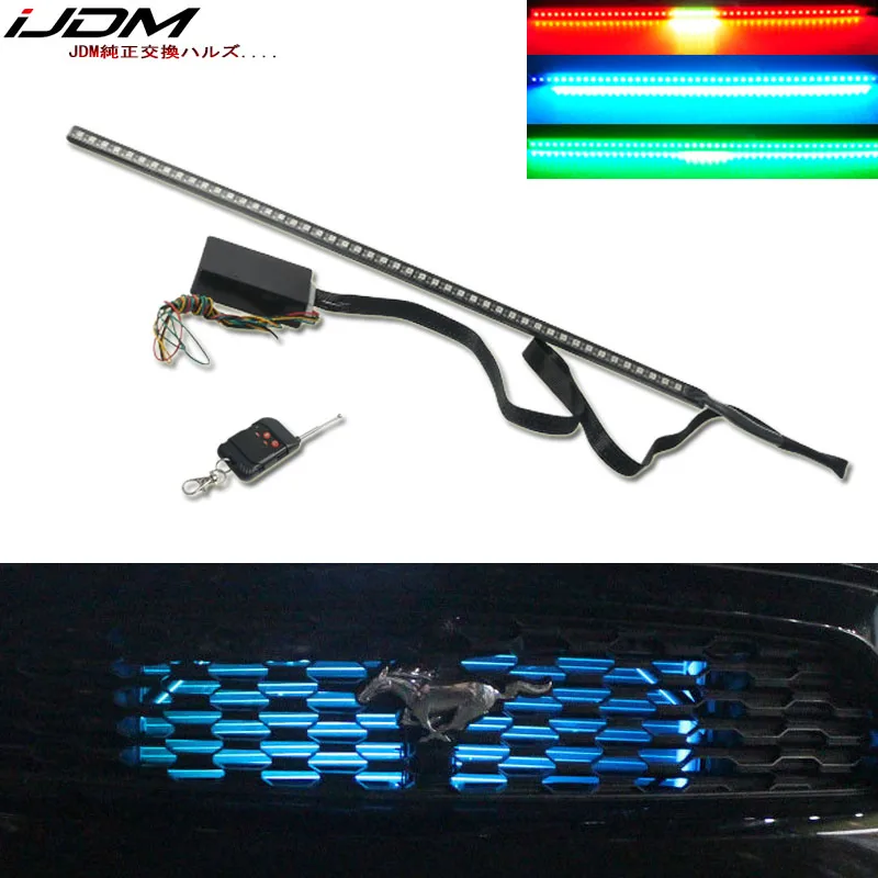 IJDM RGB 7-Цвет вождь-рыцарь освещение сканера бары для футболка с принтом под капотом Malibu City Express для& up Ford Mustang