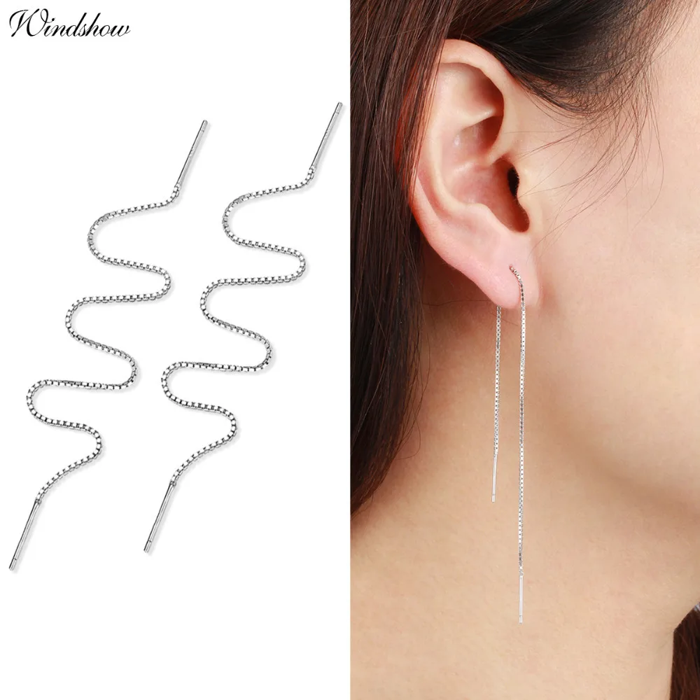 Длинные серьги-подвески из серебра 925 пробы в коробке | Украшения и аксессуары