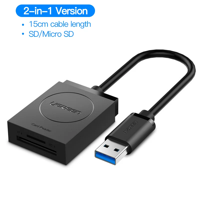 15cm 2-in-1 Ugreen кард-ридер USB 3,0 все в одном SD/Micro SD/TF/CF/MS Compact Flash смарт-карта памяти Адаптер Тип C OTG SD кард-ридер - Цвет: 15cm 2-in-1
