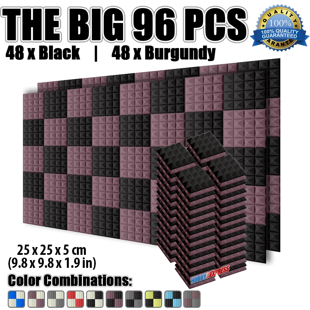 96 шт. набор из акустической пены 25x25x5 см (9 8x9 8x1 9 дюйма)|sound absorption|pyramid acoustic foamacoustic foam
