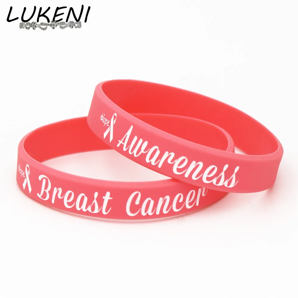 

LUKENI 1PC Breast Cancer Awareness Silicone Wristband Pink Medical alert Awareness Silicone Bracelets&Bangles Gifts SH180