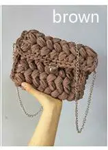 brown Новая популярная онлайн-сумка знаменитостей ins, тканая трикотажная сумка, женская сумка-мессенджер на плечо, хлопковая тканевая плетеная сумка ручной работы - Цвет: brown