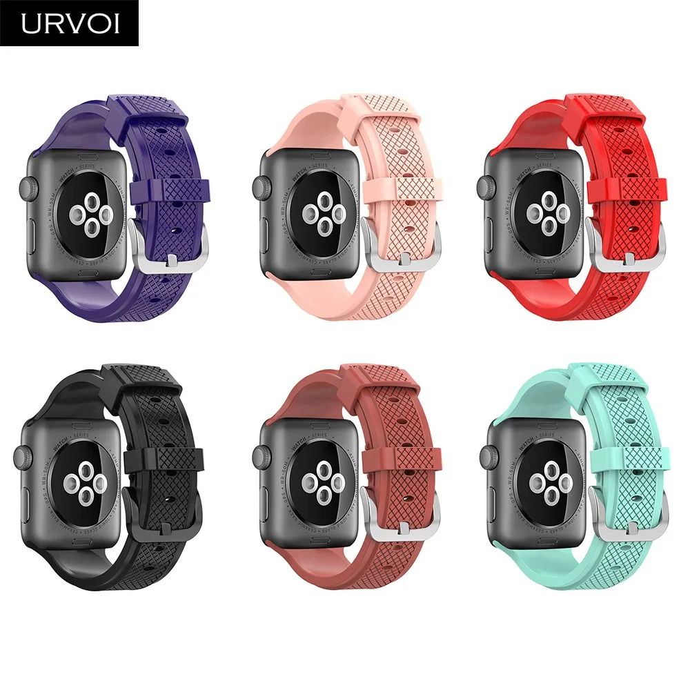 Ремешок URVOI для Apple Watch series 4 3 2 1 спортивный силиконовый ремешок iWatch цветной мягкий