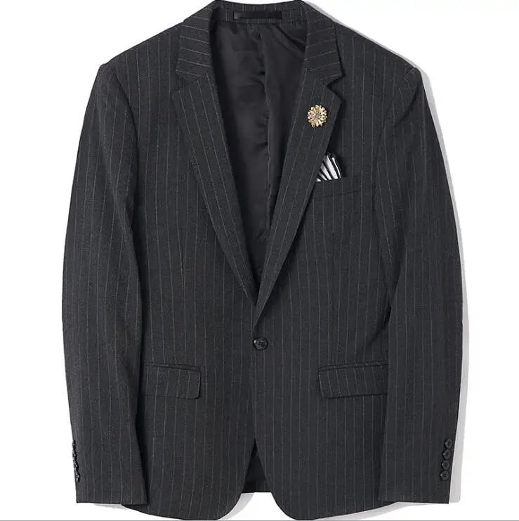 

(jacket +pants+vest) Suits British Style Temperament Men's Striped Business Suits Fashion Wedding Suits for Men M-3XL
