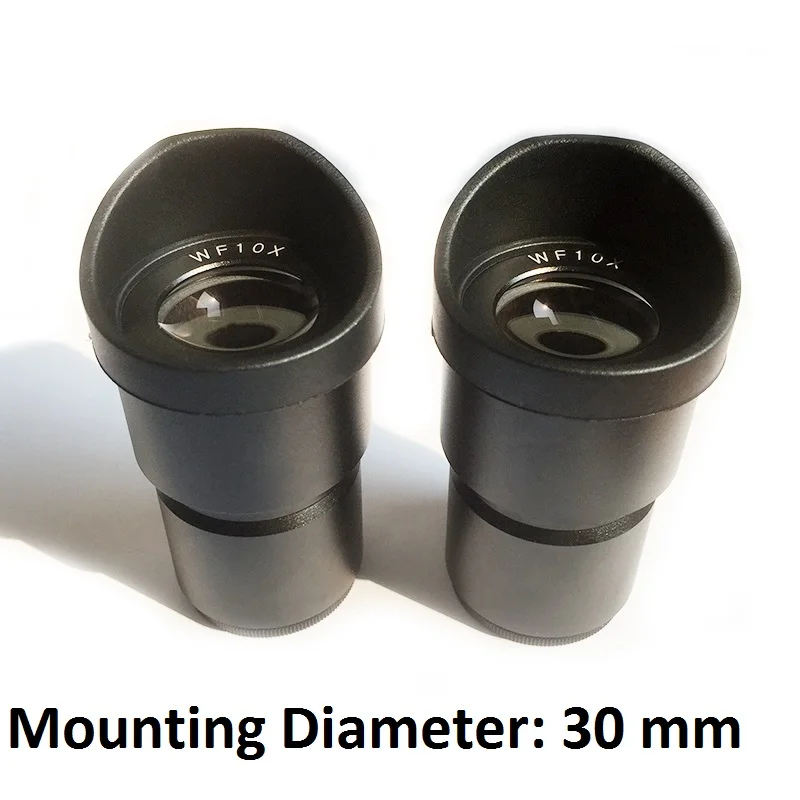Mounting Dia 30mm Пара WF10X широкоугольный окуляр оптические линзы для стерео микроскоп с Монтажный Диаметр 30 мм или 30,5 мм с резиновой подставкой - Цвет: Mounting Dia 30mm