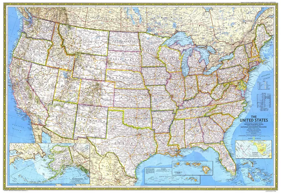 США Federal Land Map Geographic рисунок изысканный дизайн для домашнего декора настенная