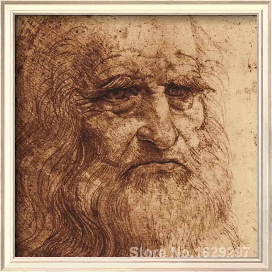 Картина из холста для гостиной Автопортрет ручная роспись Leonardo Da Vinci | Дом и сад