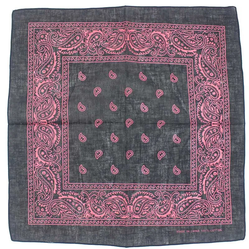 Pink1 Новинка,, хлопок, бандана, шарф 55 см* 55 см, черные, красные банданы с принтом пейсли для женщин/мужчин/мальчиков/девочек, повязка на голову - Цвет: Pink1