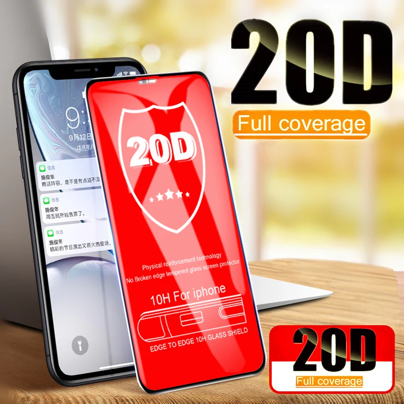 20D защитное стекло с изогнутыми краями для iPhone 7 8 6 6S Plus закаленное экрана 11 Pro X XR XS