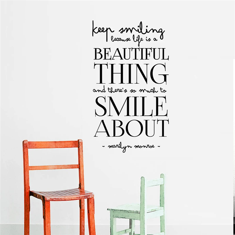 Наклейки на стену с надписью Keep Smile Life | Дом и сад