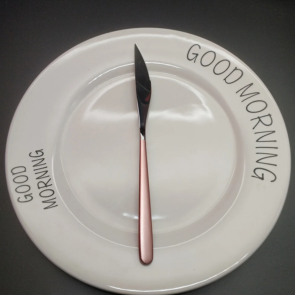 Лучшие продажи 24 шт желаемый розовый серебряный столовая посуда Кухня 304 нож из