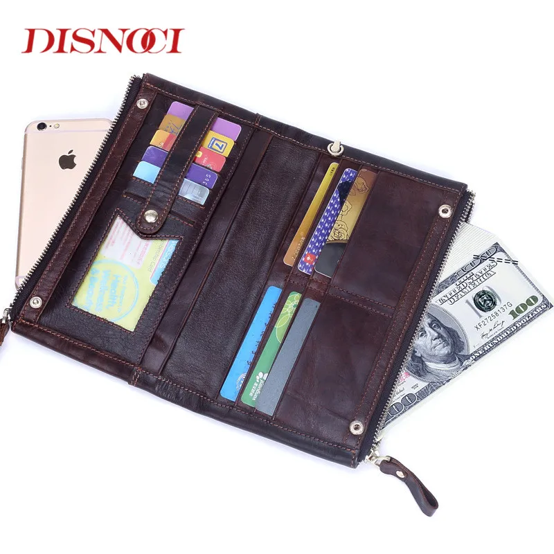 Роскошный мужской кошелек DISNOCI из коровьей кожи клатч кошельки деловые