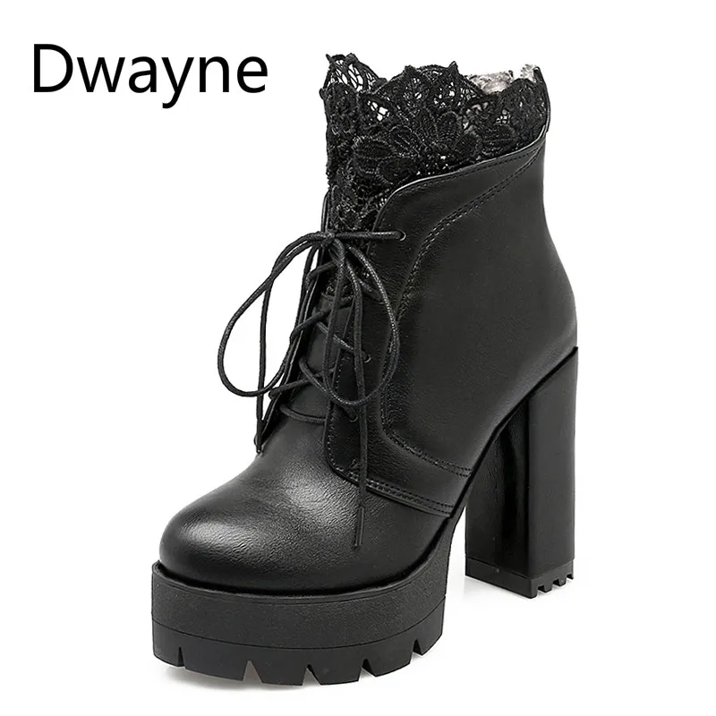 Dwayne/2019 г. осенние женские ботинки на платформе со шнуровкой черные весенние