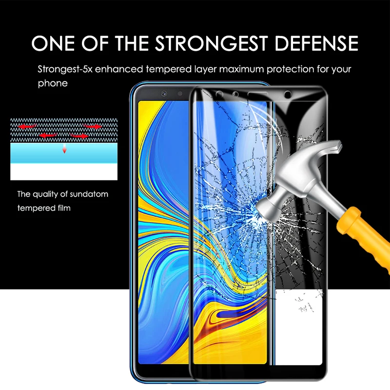 Закаленное Стекло для samsung A7 Стекло A7 6," Экран защитная плёнка полностью покрывающая для samsung Galaxy A9 6,3"