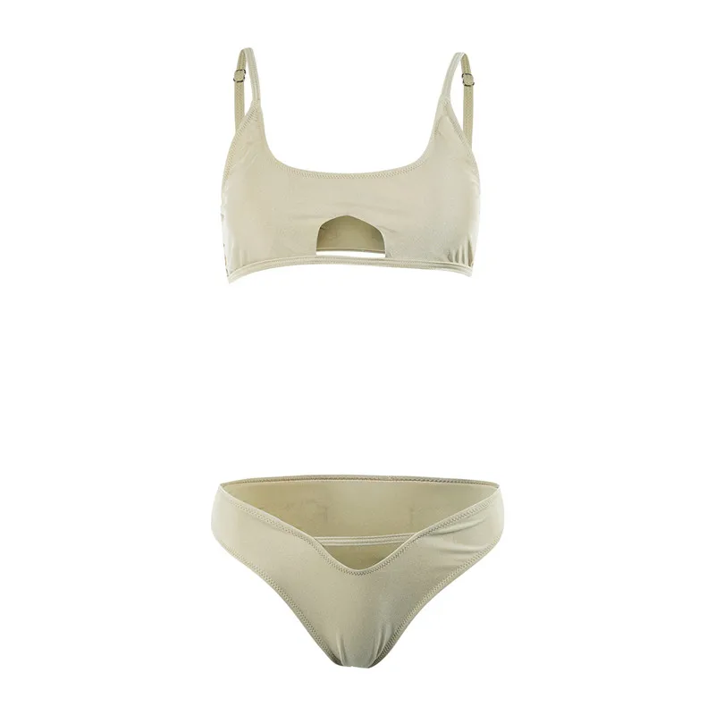 Женский купальник-бикини однотонный цвет в ассортименте S M L XL XXL 2019 | Женская