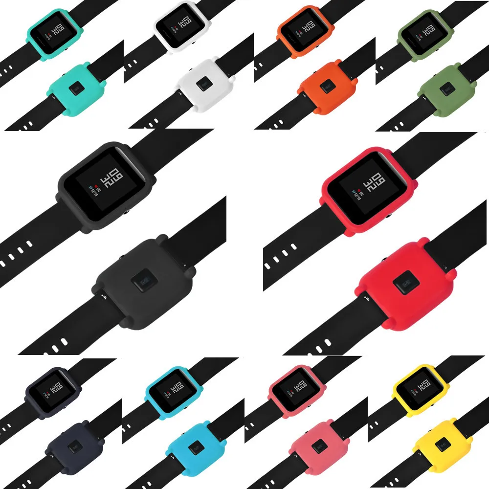 Solid color soft TPU protection silicone full protective cover watch light dial set for Huami Amazfit Bip Youth Watch compatible |