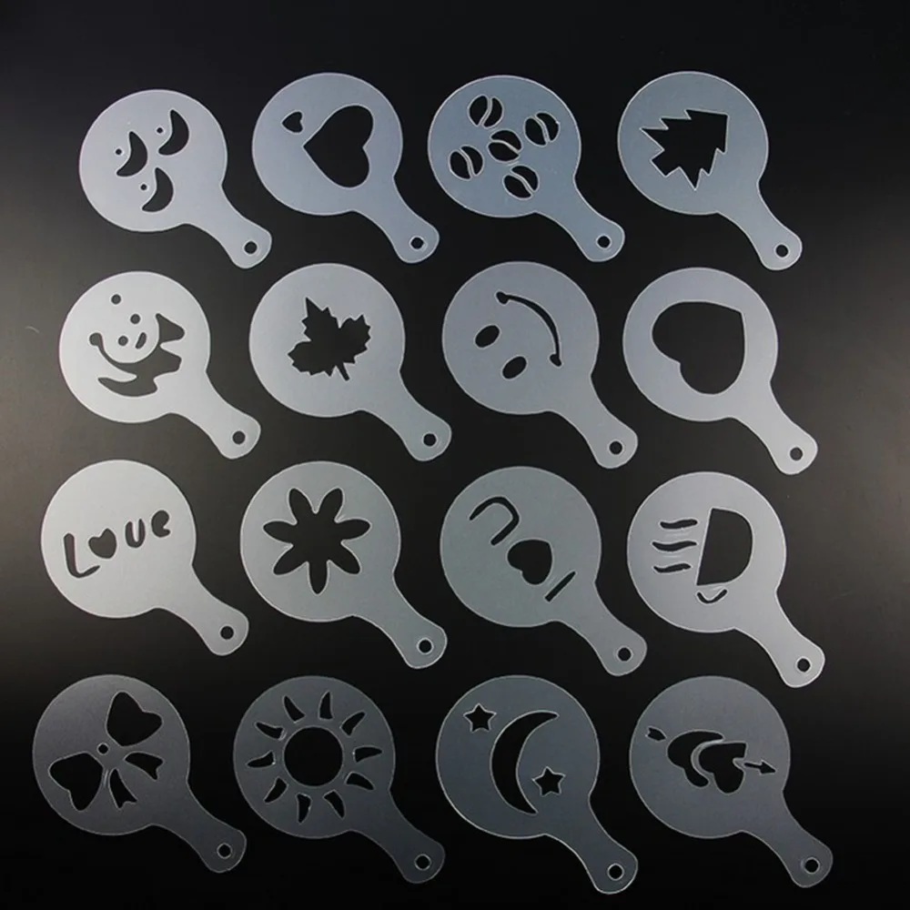 16 шт./компл. различные шаблон кофе набор трафаретов Кофе Молоко торт кекс Бариста