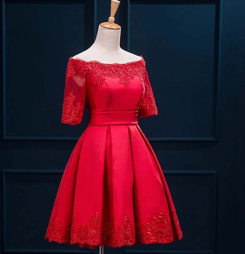 Однотонное платье для свадебной вечеринки, платье Fiesta Vestido, пышные платья с открытыми плечами для выпускного вечера, короткие платья подружек невесты TS1702