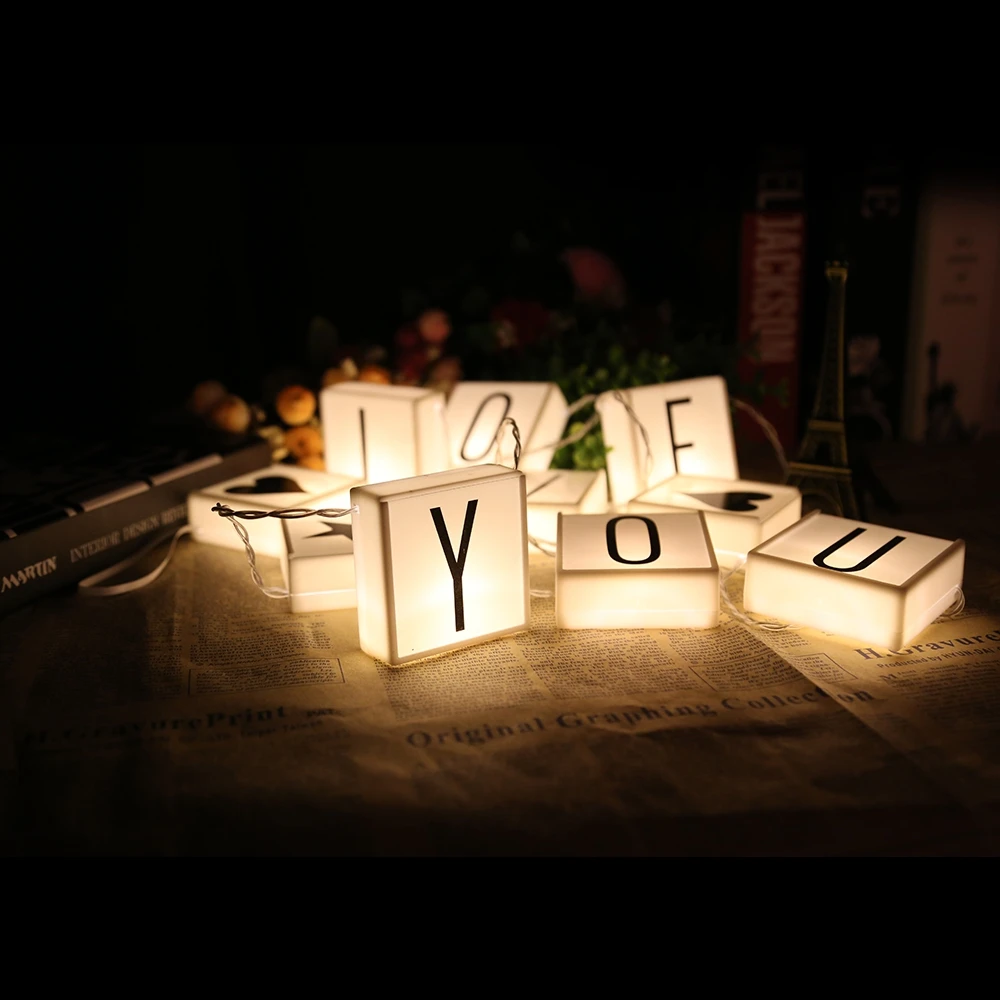 Новый бренд DIY 20 светодиодов с буквенным принтом подвесные гирлянды для