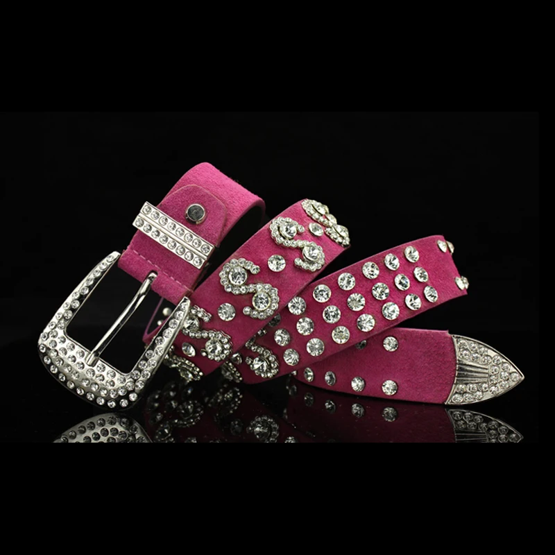 

New Arrivals 2019 Luxury SS rhinestones Genuine leather belts for women Jeans Luxury Wide Pin buckle woman Belt Blingbling