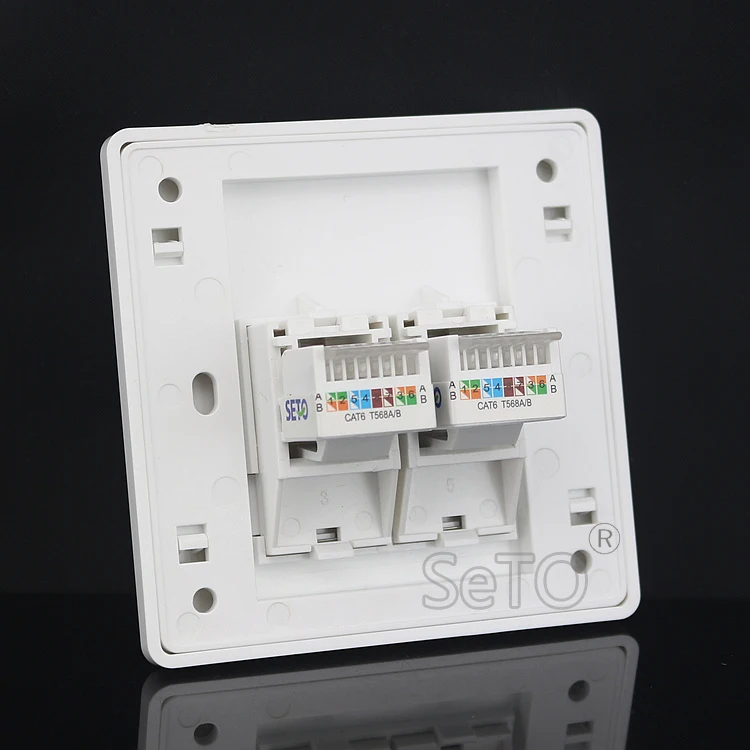 SeTo 86 Тип двойные порты RJ45 Cat6 панель сеть Lan настенная пластина гнездо Keystone Лицевая