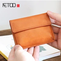 aetoo tanning cowhide wallet female drivers license stereo retro multifunctional card bag leather small wallet