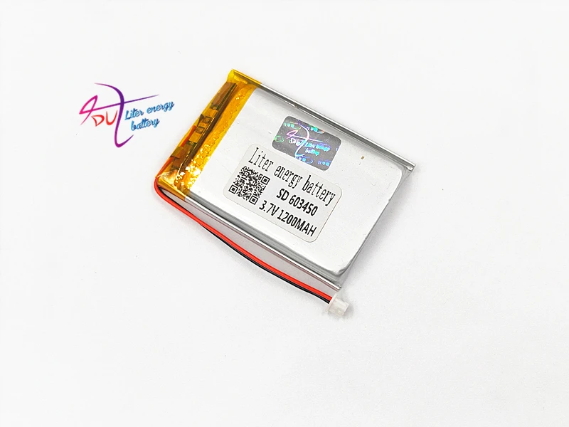 

10 pcs JST 1.25mm 2pin connector 603450 3.7V 1200mAh Lithium Polymer LiPo Rechargeable Battery For GPS DVD E-books speaker