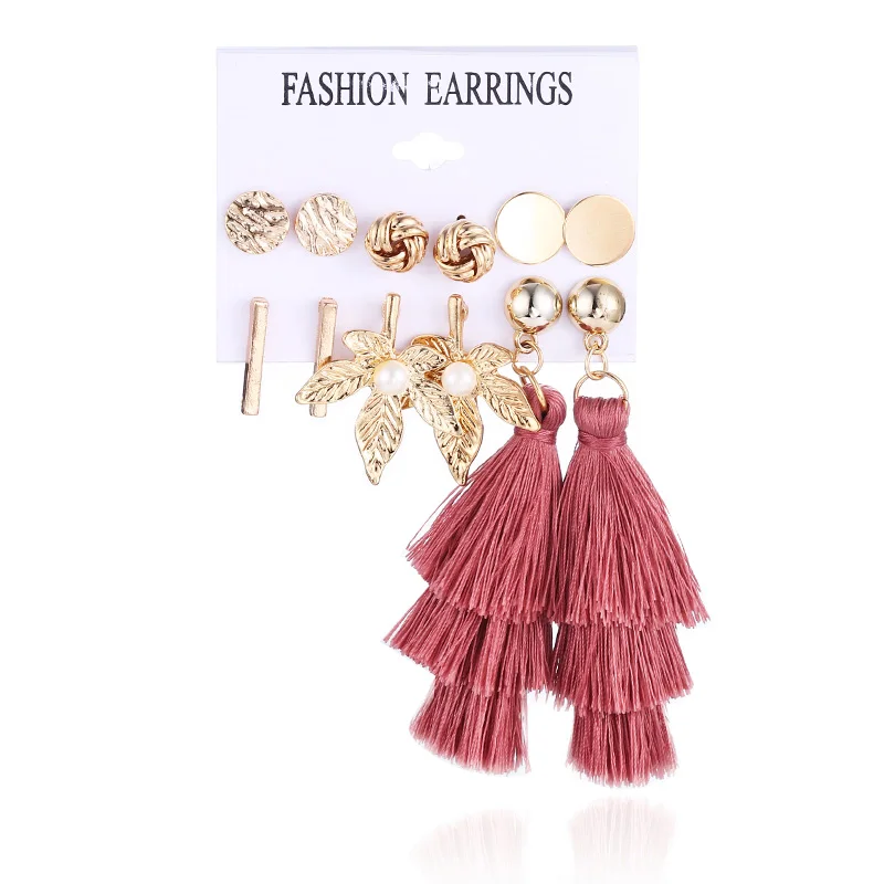 White Earrings HOCOLE модные богемные длинные кисточки серьги набор шелковая ткань золотые Винтажные висячие серьги с ниспадающими кисточками для женщин ювелирные изделия - Окраска металла: White Earrings