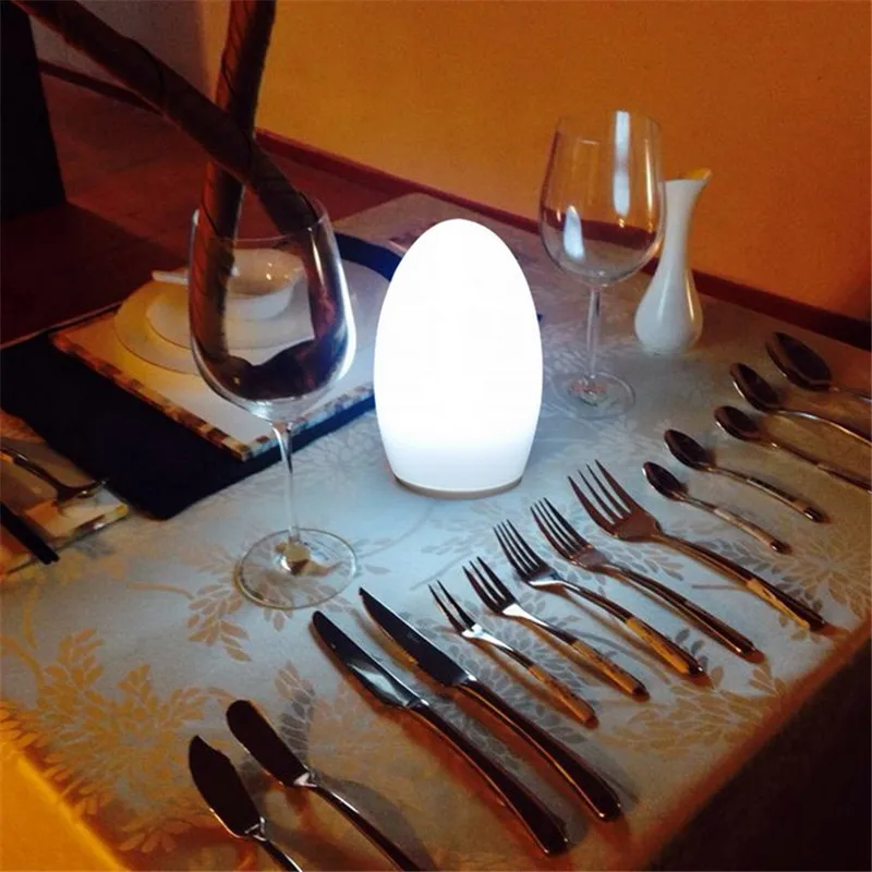 LED Bedside Lamp Egg Shape Touch Sensor Control RGB Color Changing Rechargeable Smart Table | Освещение