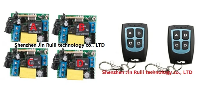 

RF AC 220 V 1 CH 10 A беспроводной переключатель системы дистанционного управления 2 Водонепроницаемый передатчик + 4 приемника для системы доступа/...