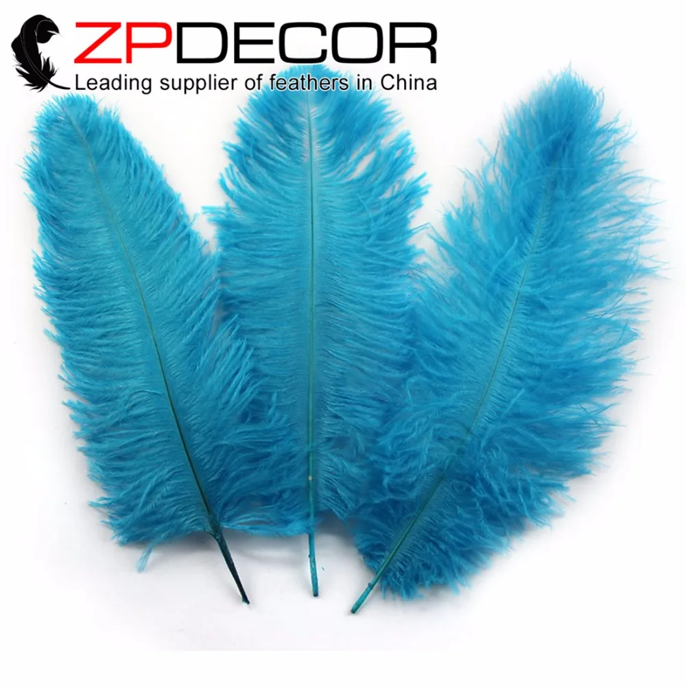 

ZPDECOR WHOLESALE 20-25cm(8-10inch) Good Quality 50pcs/lot Fantastic Turquoise Blue Dyed Decoration Ostrich Feathers for Wedding