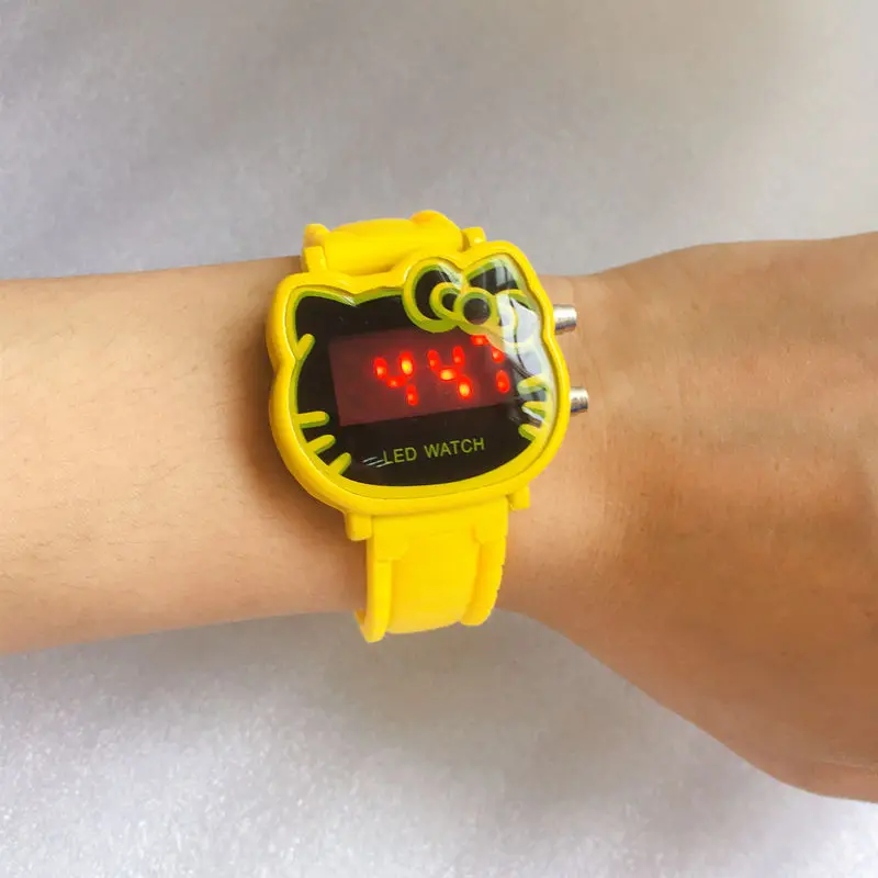 Hot Hello Kitty LED Children Watches 2018 Rubber Strap Child Watch Fashion Girls Kids Digital Wristwatch Casual Clock | Наручные часы