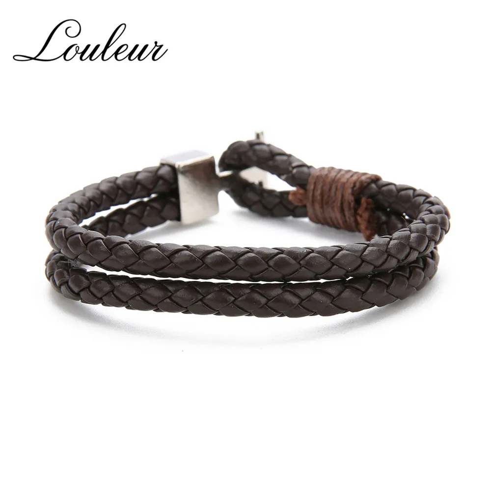 Louleur панк черный/коричневый/белый/синий кожаный плетеный браслет мужские