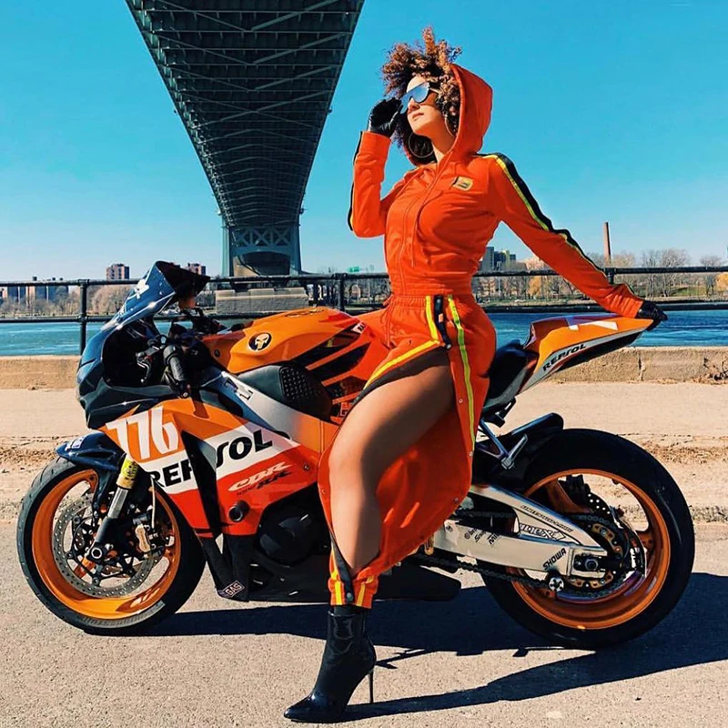 Одежда в стиле хип хоп 2019 женские Костюмные оранжевые брюки с открытыми